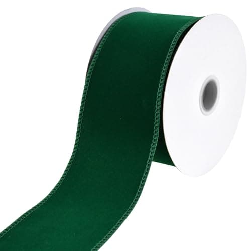 Homeford Christmas Royal Velvet Solid Wired Ribbon, Emerald Green