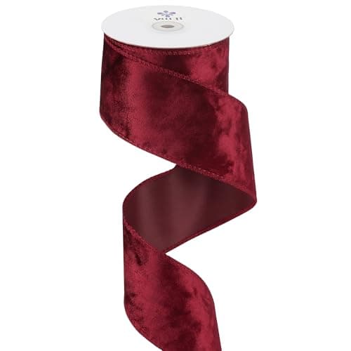 MEEDEE Burgundy Velvet Ribbon, Crushed