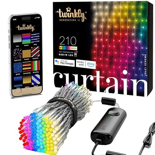 Twinkly Curtain Lights, 210 RGB+W LEDs