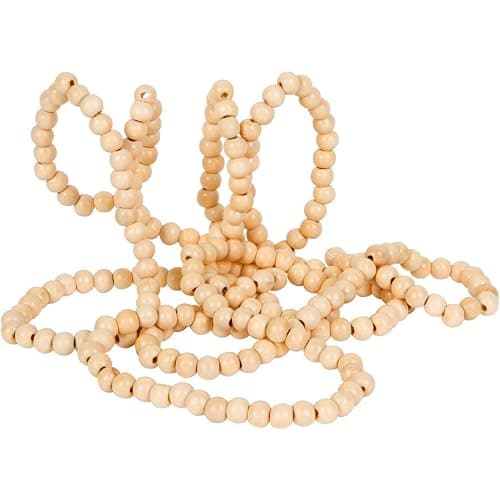 One Holiday Way 9-Foot Rustic Natural Beige Wood Bead Garland