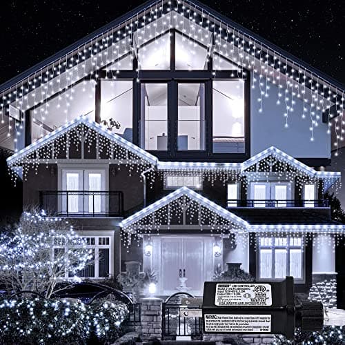 oopswow White Christmas Icicle Lights