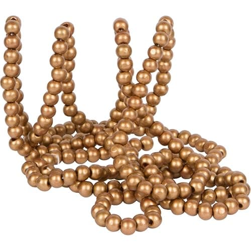 One Holiday Way 9-Foot Rustic Metallic Gold Wood Bead Garland