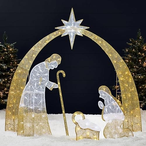 Best Choice Products 4.5ft Lighted 2D Outdoor Nativity Scene
