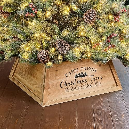 Glitzhome Wooden Trapezoid Tree Collar