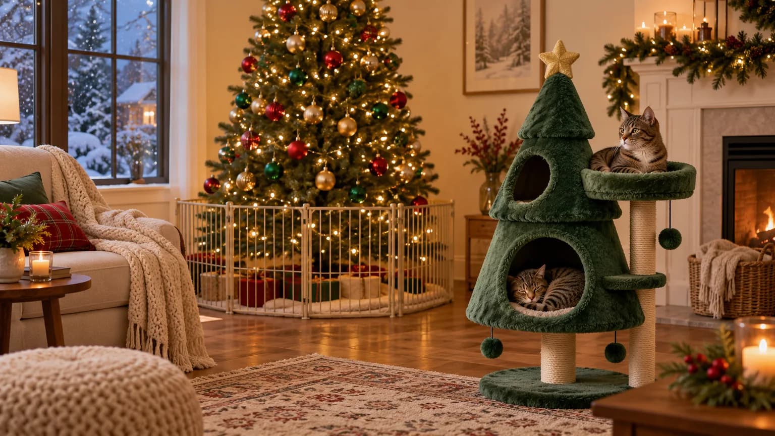 Best Cat-Proof Christmas Trees 2026: Cat Tree Towers, Tree Fences and Flat-Back Trees
