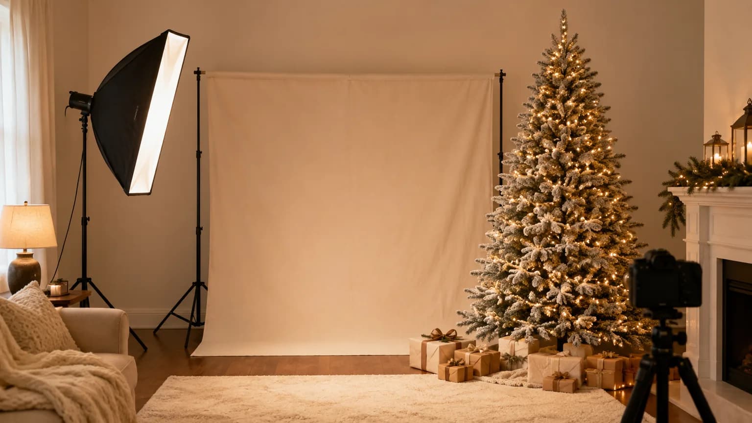 Christmas Family Photo Backdrop Setup 2026