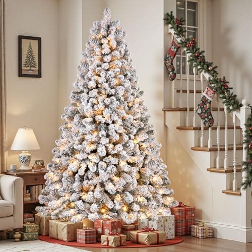 SHareconn 9ft Snow Flocked Spruce Pre-Lit