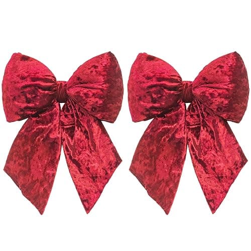 KI Store Burgundy Large Plush Velvet Bows, Set of 2, 12 × 16 Inch